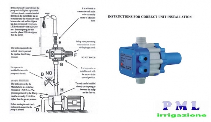 Press Control Regolatore di pressione 1,5-2,2 QUADRI ELETTRICI & ACCESSORI  POMPE - Accessori Pompe Pml Irrigazione - Depurazione Acqua - Giardinaggio